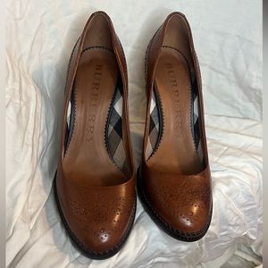 Burberry Brown Leather Oxford Pumps Brogue Chantrey